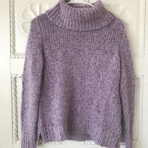 Warm Lavender Fuzzy Turtleneck Sweater